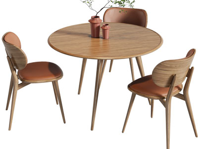 北欧实木圆形餐桌椅组合