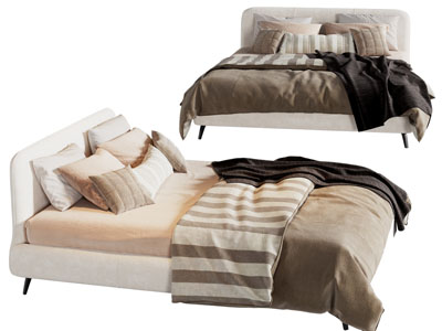 现代布艺双人床