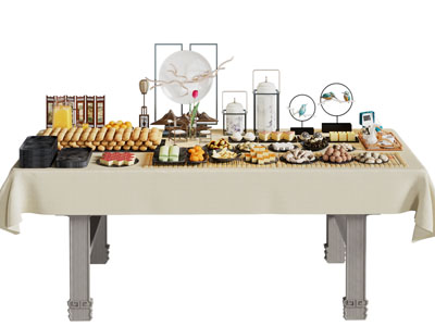 新中式餐桌、甜点茶歇水果食物