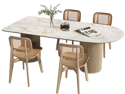 现代大理石餐桌椅组合