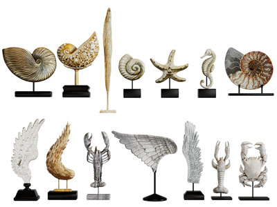 现代海星、海螺、海马装饰品摆件组合