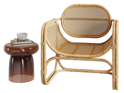 现代编织镂空休闲椅子、边几