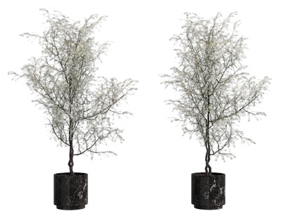 新中式花盆玉石树摆件组合