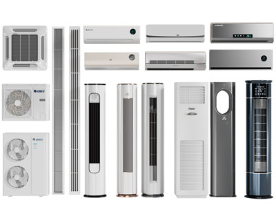 现代柱形空调、壁挂式空调和出风口