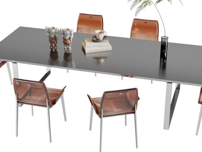 现代长方形餐桌椅组合