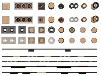 现代方形筒灯射灯、轨道磁吸灯