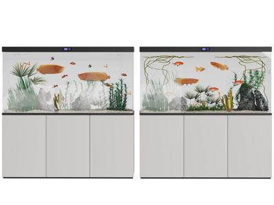 现代带收纳柜的鱼缸