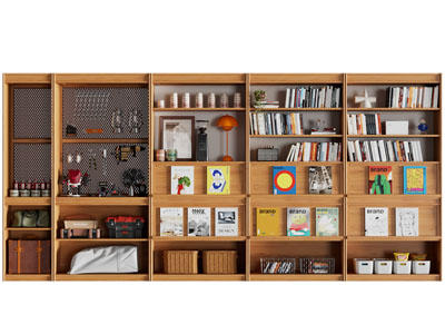 现代实木书柜、收纳装饰柜