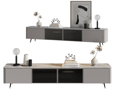 现代电视柜、摆件组合