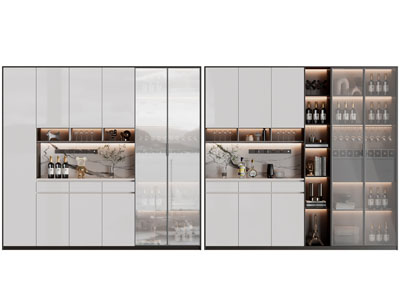 现代酒柜3d模型 现代酒柜