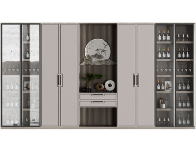 新中式酒柜3d模型 新中式酒柜