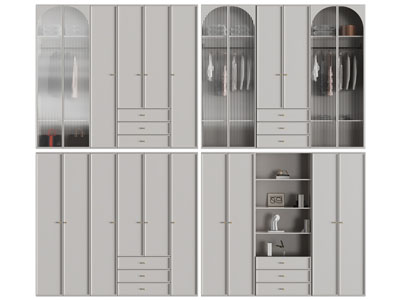 现代拱形柜门的衣柜3d模型 现代拱形柜门的衣柜