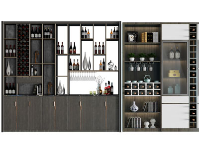 新中式酒柜3d模型 新中式酒柜