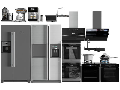 现代冰箱、烤箱、微波炉、抽油烟机厨房电器