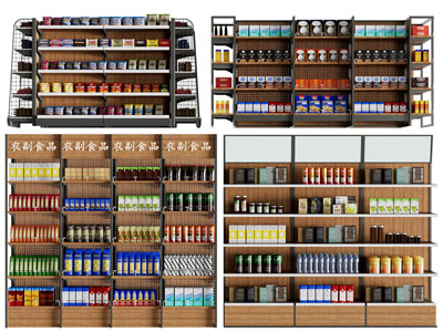 现代农副产品货架、展柜3d模型 现代农副产品货架、展柜