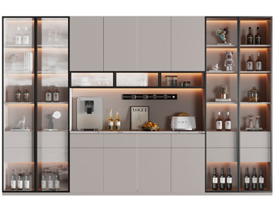 现代酒柜3d模型 现代酒柜