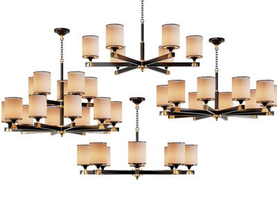 新中式柱形灯罩多头吊灯