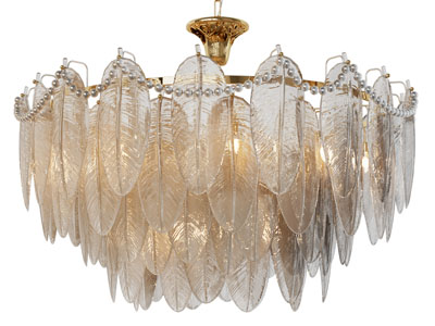 现代轻奢叶脉纹理玻璃吊灯