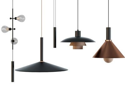 现代垂线金属灯罩吊灯