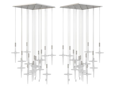 现代方形灯盘垂线吊灯