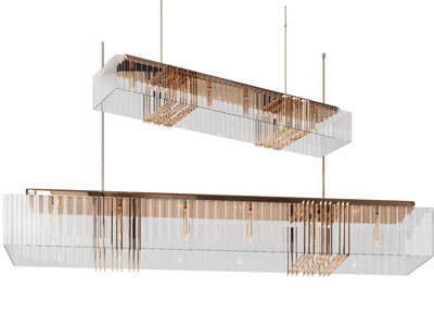 现代长方形水晶吊灯