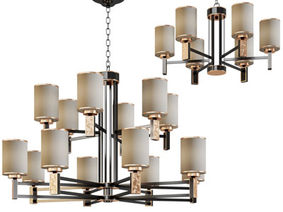 新中式柱形灯罩多头吊灯