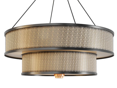 新中式双层圆形吊灯