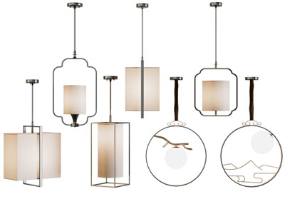 新中式方形灯罩吊灯