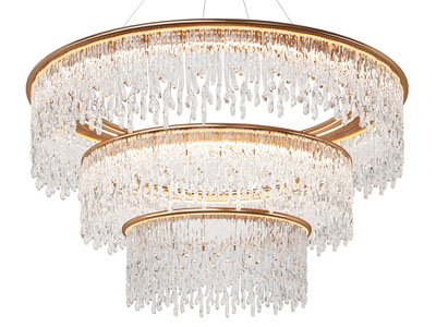 现代水晶冰柱三层圆形吊灯