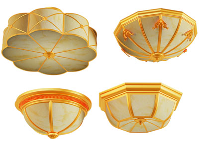 欧式复古吸顶灯3d模型 欧式复古吸顶灯