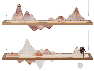 新中式山脉长方形吊灯