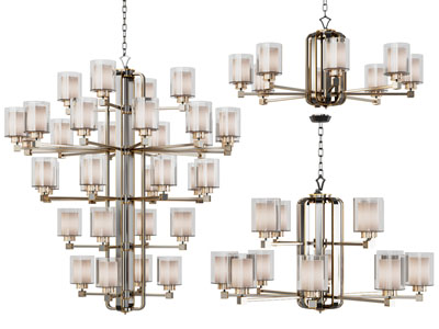 新中式玻璃柱形灯罩吊灯