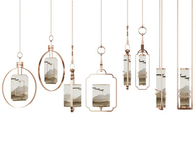 新中式装饰山水图案的吊灯