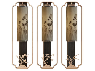 新中式装饰花草的壁灯