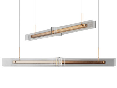 现代玻璃一字吊灯