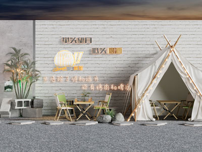 现代户外露营大排档、帐篷
