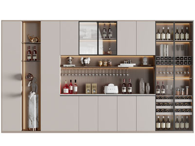现代酒柜3d模型 现代酒柜