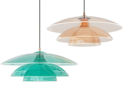 现代彩色玻璃多层灯罩吊灯