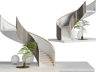 现代旋转楼梯3d模型 现代旋转楼梯