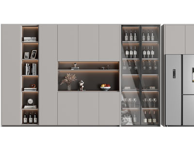 现代酒柜3d模型 现代酒柜