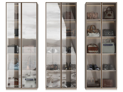 现代玻璃柜门的鞋帽箱包装饰柜