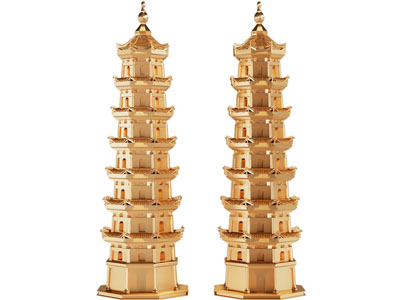 新中式宝塔雕塑雕刻3d模型 新中式宝塔雕塑雕刻