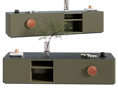 现代电视柜、摆件组合