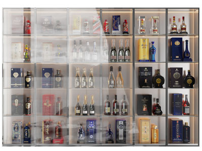 现代玻璃柜门的酒柜3d模型 现代玻璃柜门的酒柜