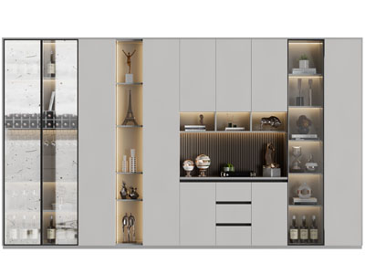 现代酒柜3d模型 现代酒柜