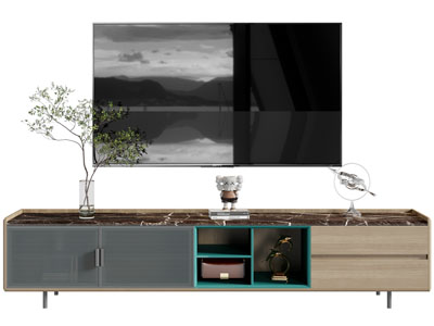 现代电视柜、电视机