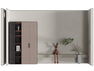 侘寂风背景墙、装饰柜3d模型 侘寂风背景墙、装饰柜