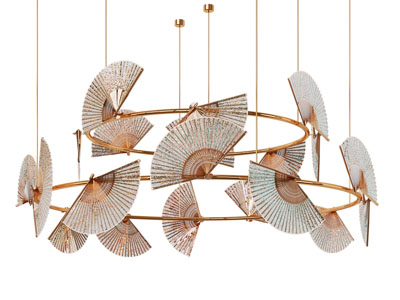 新中式折扇灯罩吊灯