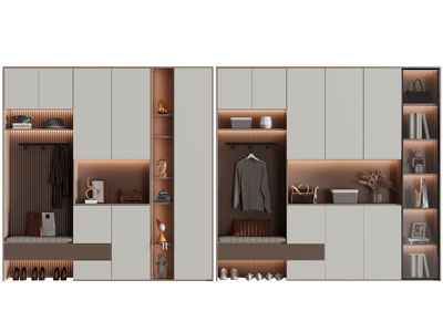 现代玄关带卡座的鞋柜