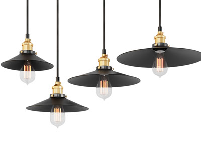 现代复古黑色金属灯罩吊灯